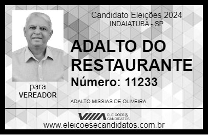 Candidato ADALTO DO RESTAURANTE 2024 - INDAIATUBA - Eleições