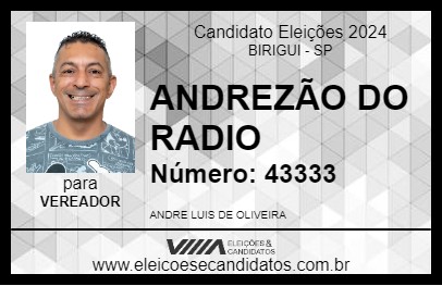 Candidato ANDREZÃO DO RADIO 2024 - BIRIGUI - Eleições