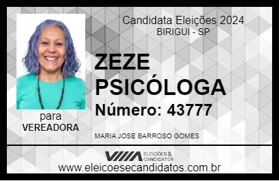 Candidato ZEZE PSICÓLOGA 2024 - BIRIGUI - Eleições