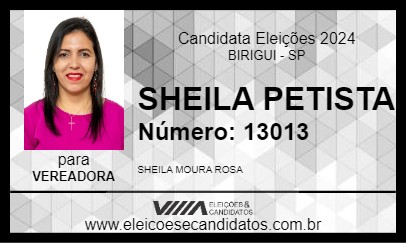 Candidato SHEILA PETISTA 2024 - BIRIGUI - Eleições