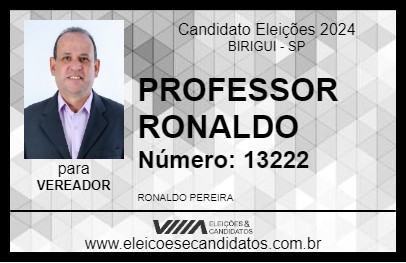 Candidato PROFESSOR RONALDO 2024 - BIRIGUI - Eleições