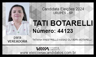 Candidato TATI BOTARELLI 2024 - URUPÊS - Eleições