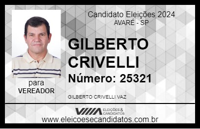 Candidato GILBERTO CRIVELLI 2024 - AVARÉ - Eleições