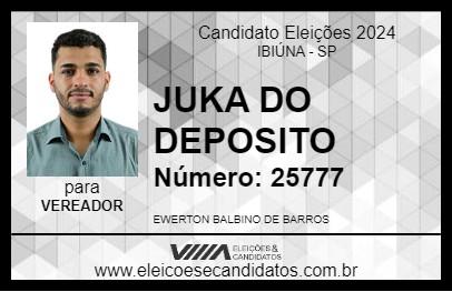 Candidato JUKA DO DEPOSITO 2024 - IBIÚNA - Eleições