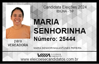 Candidato MARIA SENHORINHA 2024 - IBIÚNA - Eleições