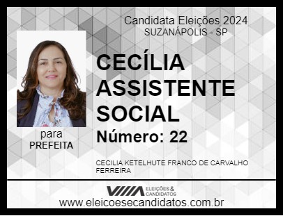 Candidato CECÍLIA ASSISTENTE SOCIAL 2024 - SUZANÁPOLIS - Eleições