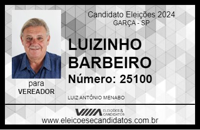 Candidato LUIZINHO BARBEIRO 2024 - GARÇA - Eleições