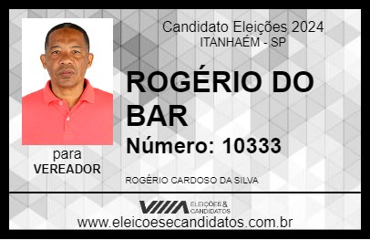 Candidato ROGÉRIO DO BAR 2024 - ITANHAÉM - Eleições