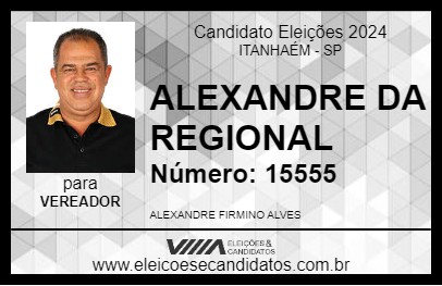 Candidato ALEXANDRE DA REGIONAL CONTÁBIL 2024 - ITANHAÉM - Eleições