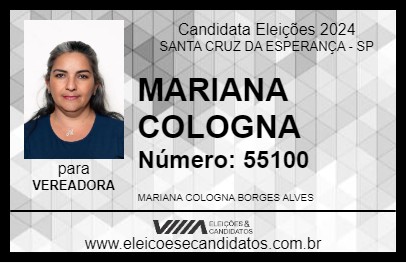 Candidato MARIANA COLOGNA 2024 - SANTA CRUZ DA ESPERANÇA - Eleições