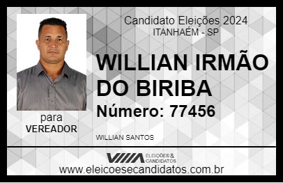 Candidato WILLIAN IRMÃO DO BIRIBA 2024 - ITANHAÉM - Eleições