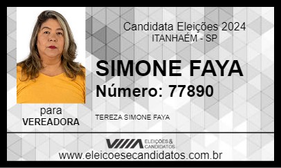 Candidato SIMONE FAYA 2024 - ITANHAÉM - Eleições