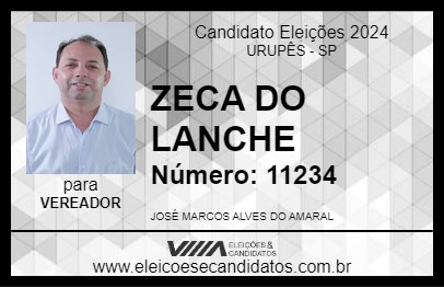 Candidato ZECA DO LANCHE 2024 - URUPÊS - Eleições