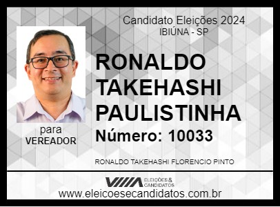 Candidato RONALDO TAKEHASHI PAULISTINHA 2024 - IBIÚNA - Eleições