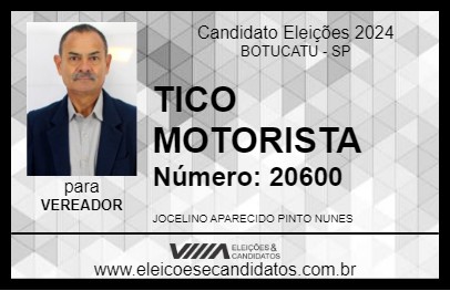 Candidato TICO MOTORISTA 2024 - BOTUCATU - Eleições