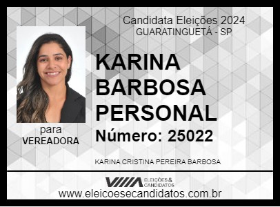 Candidato KARINA BARBOSA PERSONAL 2024 - GUARATINGUETÁ - Eleições