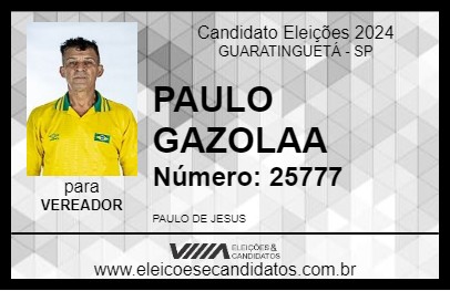 Candidato PAULO GAZOLAA 2024 - GUARATINGUETÁ - Eleições