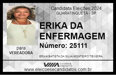 Candidato ERIKA DA ENFERMAGEM 2024 - GUARATINGUETÁ - Eleições