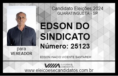 Candidato EDSON DO SINDICATO 2024 - GUARATINGUETÁ - Eleições