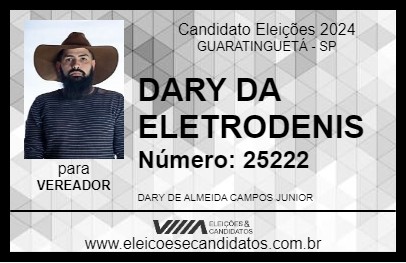 Candidato DARY DA ELETRODENIS 2024 - GUARATINGUETÁ - Eleições