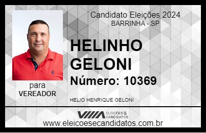 Candidato HELINHO GELONI 2024 - BARRINHA - Eleições