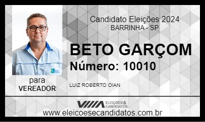 Candidato BETO GARÇOM 2024 - BARRINHA - Eleições