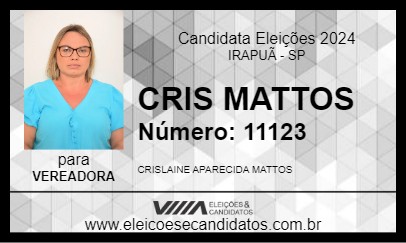 Candidato CRIS MATTOS 2024 - IRAPUÃ - Eleições