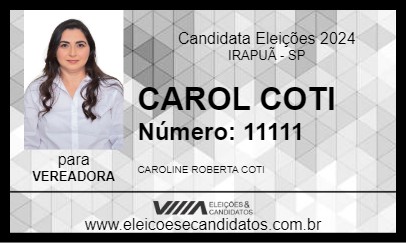 Candidato CAROL COTI 2024 - IRAPUÃ - Eleições