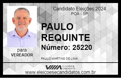 Candidato PAULO REQUINTE 2024 - POÁ - Eleições