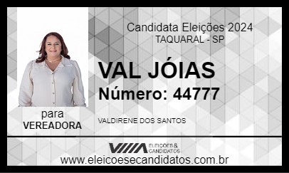 Candidato VAL JÓIAS 2024 - TAQUARAL - Eleições