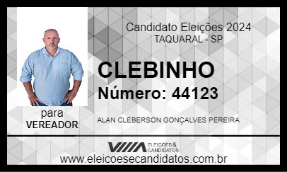 Candidato CLEBINHO 2024 - TAQUARAL - Eleições