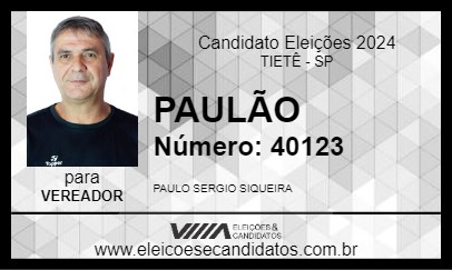 Candidato PAULÃO 2024 - TIETÊ - Eleições