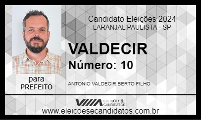 Candidato VALDECIR 2024 - LARANJAL PAULISTA - Eleições