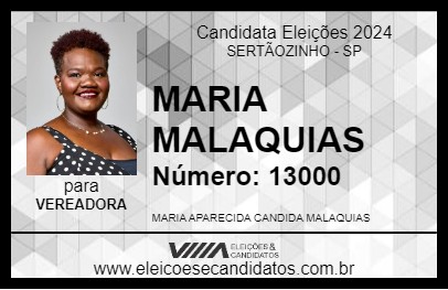 Candidato MARIA MALAQUIAS 2024 - SERTÃOZINHO - Eleições