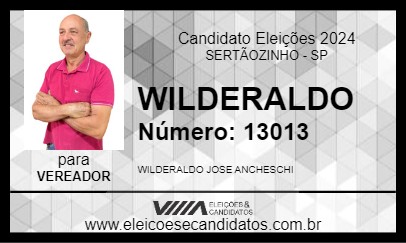 Candidato WILDERALDO 2024 - SERTÃOZINHO - Eleições