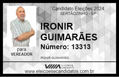 Candidato IRONIR GUIMARÃES 2024 - SERTÃOZINHO - Eleições