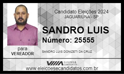 Candidato SANDRO LUIS 2024 - JAGUARIÚNA - Eleições