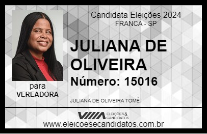 Candidato JULIANA DE OLIVEIRA 2024 - FRANCA - Eleições