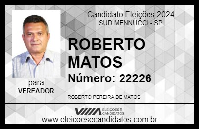 Candidato ROBERTO MATOS 2024 - SUD MENNUCCI - Eleições