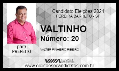 Candidato VALTINHO 2024 - PEREIRA BARRETO - Eleições