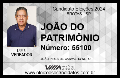 Candidato JOÃO DO PATRIMÔNIO 2024 - BROTAS - Eleições