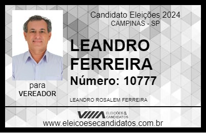 Candidato LEANDRO FERREIRA 2024 - CAMPINAS - Eleições