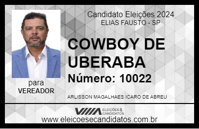 Candidato COWBOY DE UBERABA 2024 - ELIAS FAUSTO - Eleições