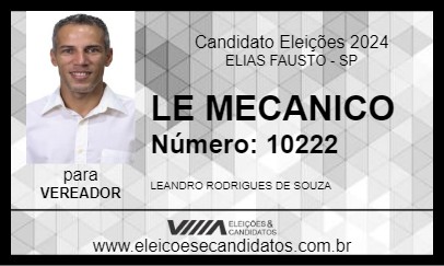 Candidato LE MECANICO 2024 - ELIAS FAUSTO - Eleições