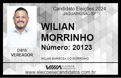 Candidato WILIAN MORRINHO 2024 - JAGUARIÚNA - Eleições