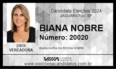 Candidato BIANA NOBRE 2024 - JAGUARIÚNA - Eleições