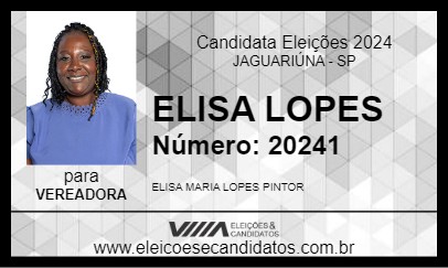 Candidato ELISA LOPES 2024 - JAGUARIÚNA - Eleições