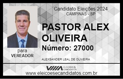 Candidato PASTOR ALEX OLIVEIRA 2024 - CAMPINAS - Eleições