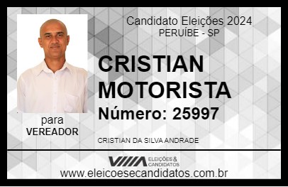 Candidato CRISTIAN MOTORISTA 2024 - PERUÍBE - Eleições