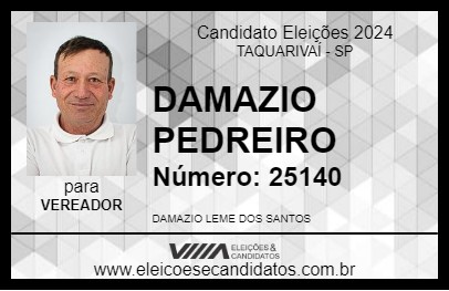 Candidato DAMAZIO PEDREIRO 2024 - TAQUARIVAÍ - Eleições